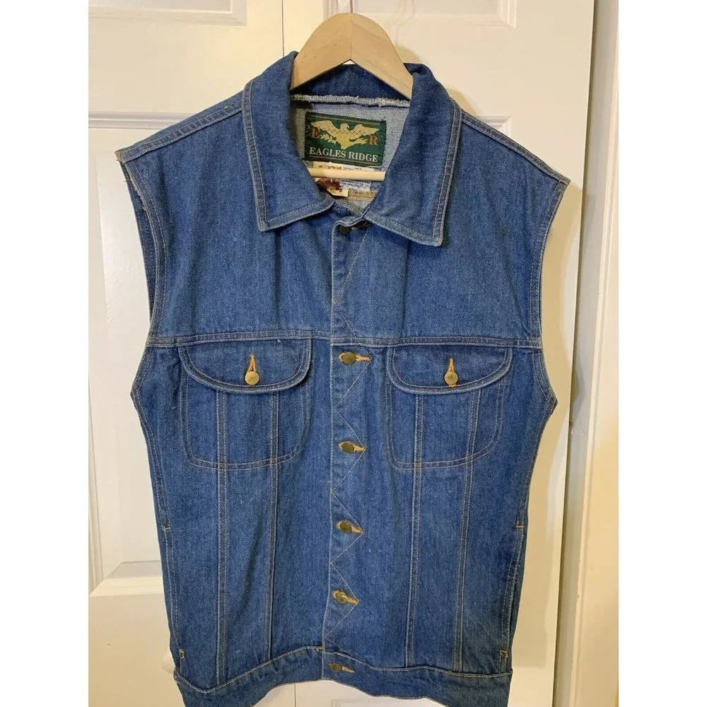 Vtg 1994 Warner Brothers Eagle Ridge -Looney Tunes  Denim Sleeveless Vest-M Blue - Picture 4 of 9
